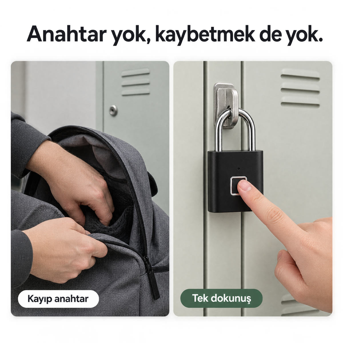 Parmak İzi Kilit – Şarjlı Anahtarsız Akıllı Asma Kilit, USB’li Güvenlik Kilidi