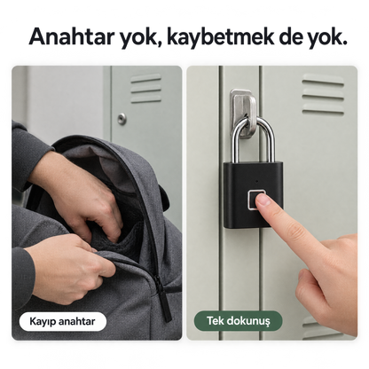 Parmak İzi Kilit – Şarjlı Anahtarsız Akıllı Asma Kilit, USB’li Güvenlik Kilidi