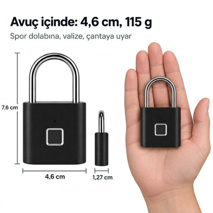 Parmak İzi Kilit – Şarjlı Anahtarsız Akıllı Asma Kilit, USB’li Güvenlik Kilidi